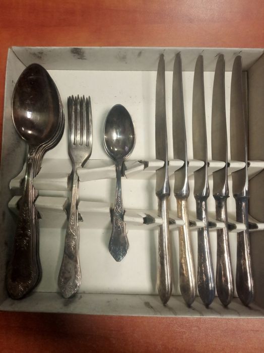 Sztućce posrebrzane duży zestaw