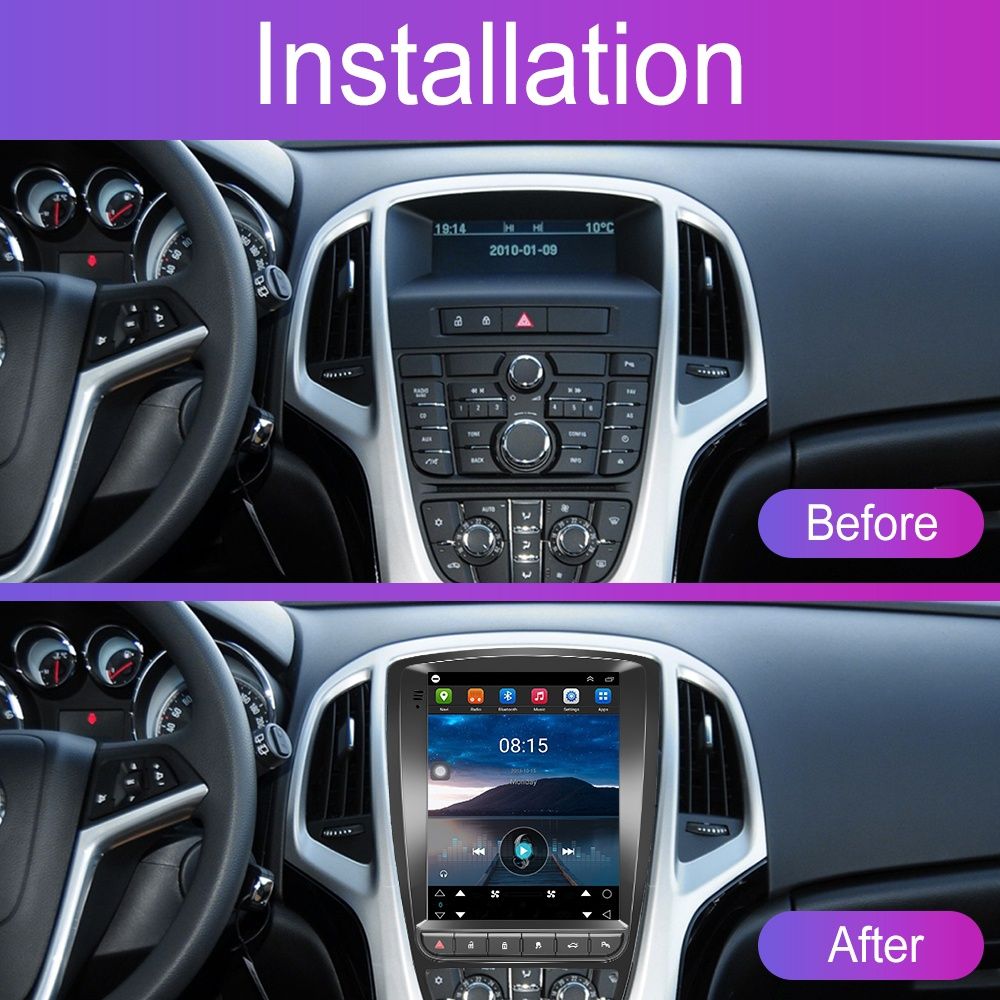 Rádio Vertical 9,7 Android Opel Astra 2009-15 GPS Carplay Wi-Fi 2/32GB