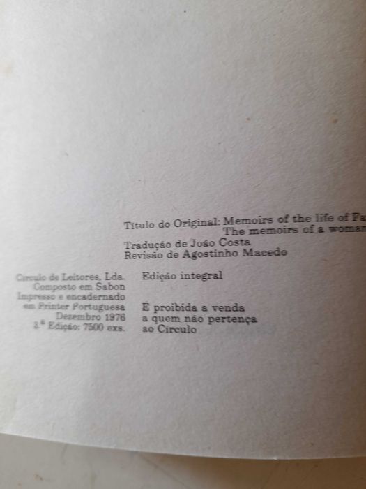 Livro " FANY HILL " Antigo