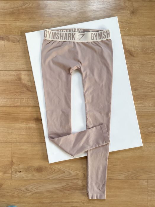 Gymshark Legginsy 36 S długie beżowe nieprześwitujące na siłownię
