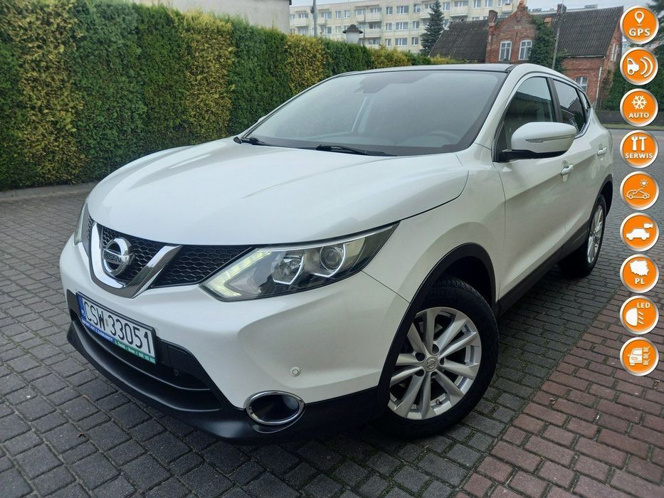 Nissan Qashqai Duża Navi Kamera Ledy Panorama Kolor Biała Perła Bezwypadkowy Zarejstr