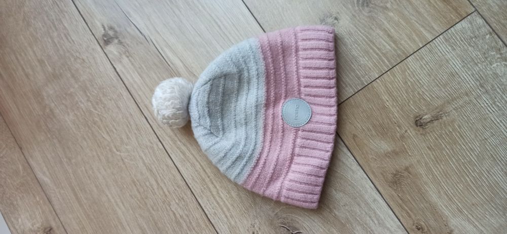 Czapka reima zimowa wełniana różowa szara wełna rozmiar 48/50