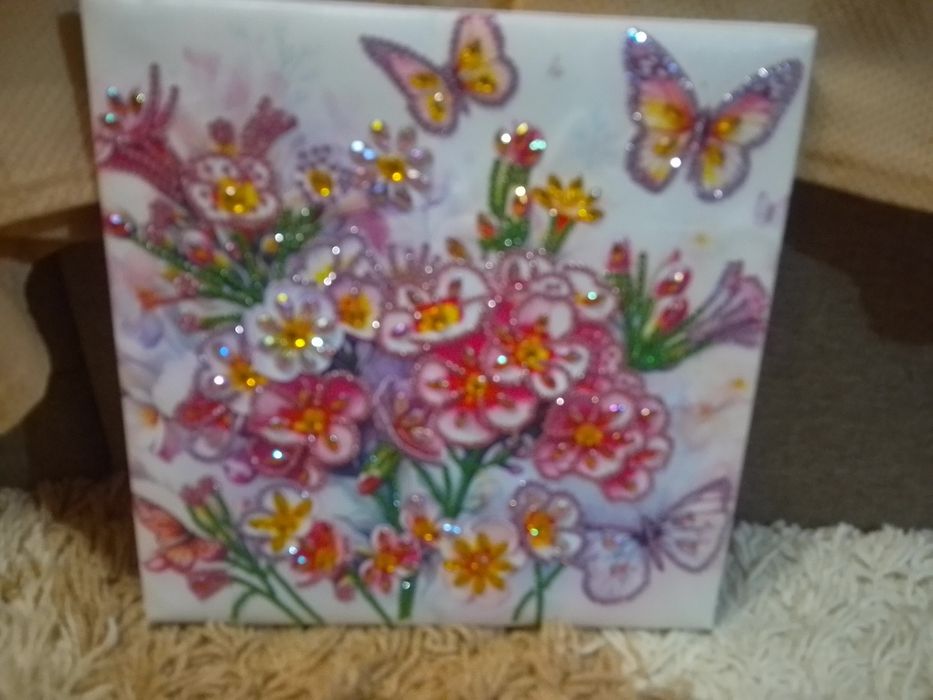 Яскраві квіти картина з алмазної мозаїки ручна робота