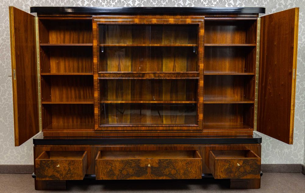 Biblioteka art deco orzech połysk politura stara antyk
