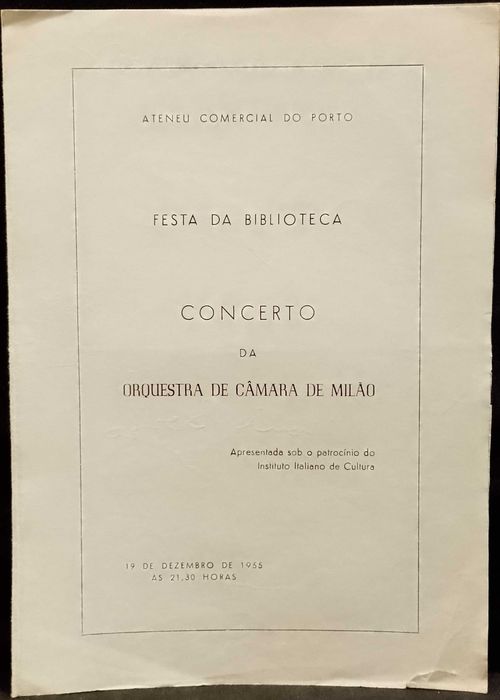 Programa Orquestra de Câmara de Milão Autografado 1955