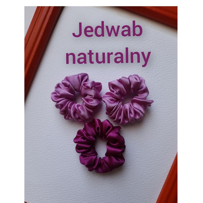 3 miniaturki malutkie gumki do warkocza jedwab naturalny