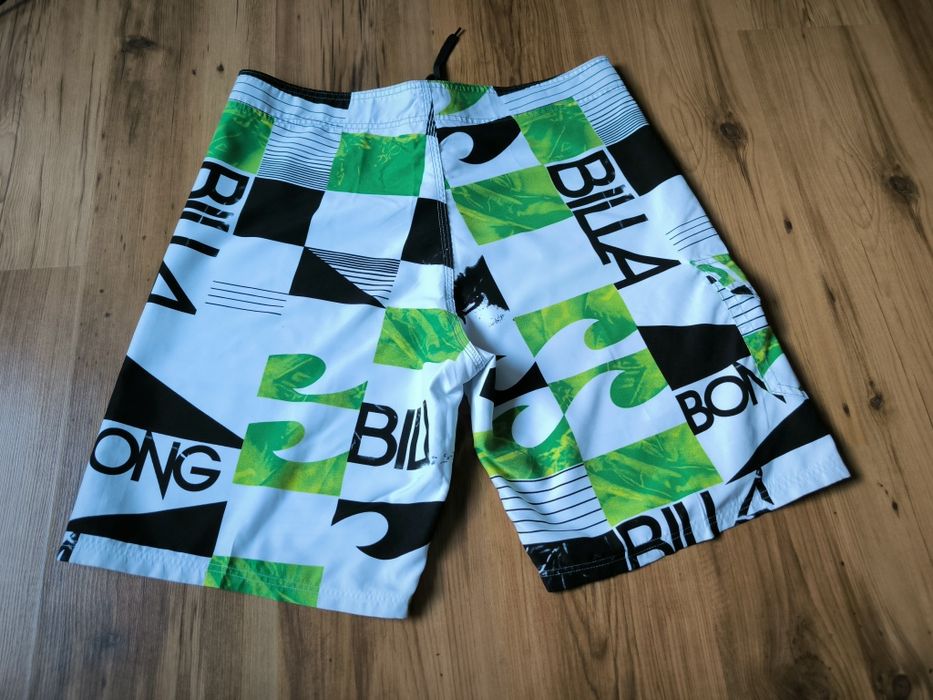 Billabong szorty męskie 38 kąpielowe z kieszenią wiązane białe zielone