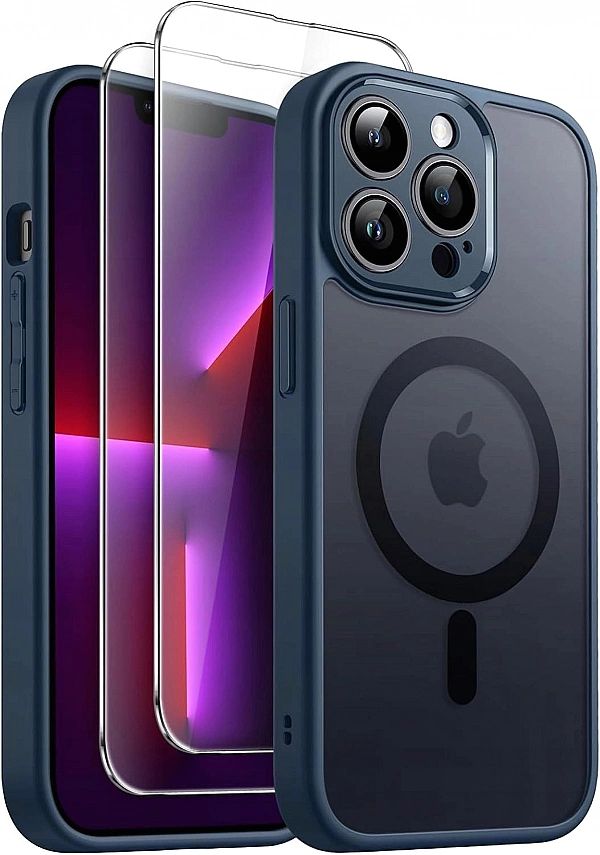 Etui Magnetyczne iPhone 13 Pro Max 6,7 x2 Szkło Hartowane JETech niebi