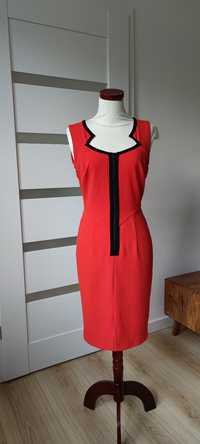 Elegancka sukienka midi Myleene Klass M/38/10 zamek z przodu czerwona