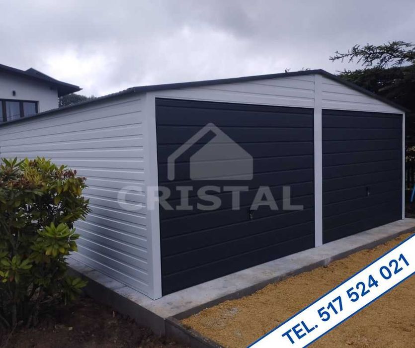 Garaż blaszany, garaż blaszak 6x5,8 ORZECH - 100% PROFIL ZAMKNIĘTY