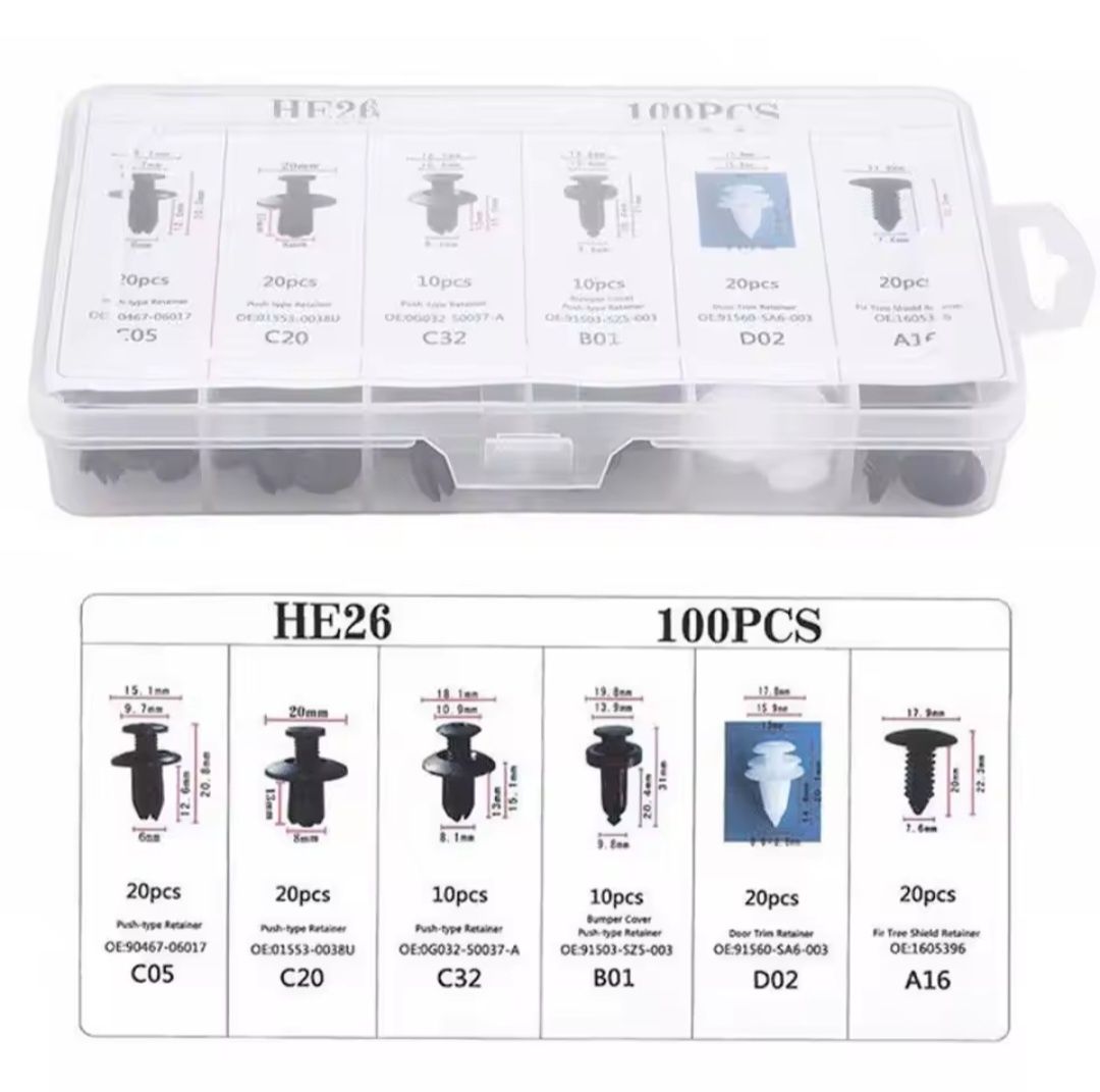Kit de molas rebite de guarnições automotivas universais - 100pcs