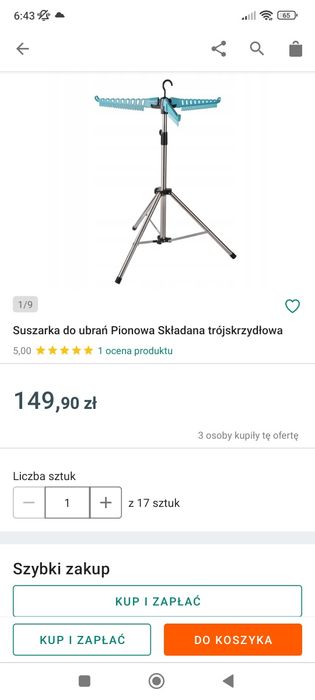 Suszarka do ubrań składana pionowa