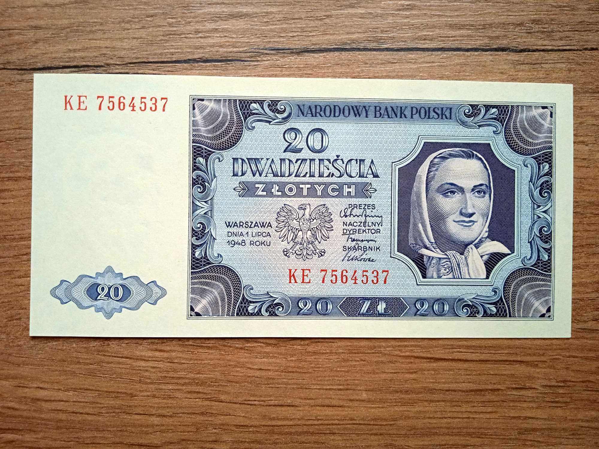 20 zł 1948   - KE -  st. 1  UNC