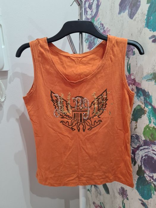 Bluzka T-SHIRT pomaranczowa z nadrukiem