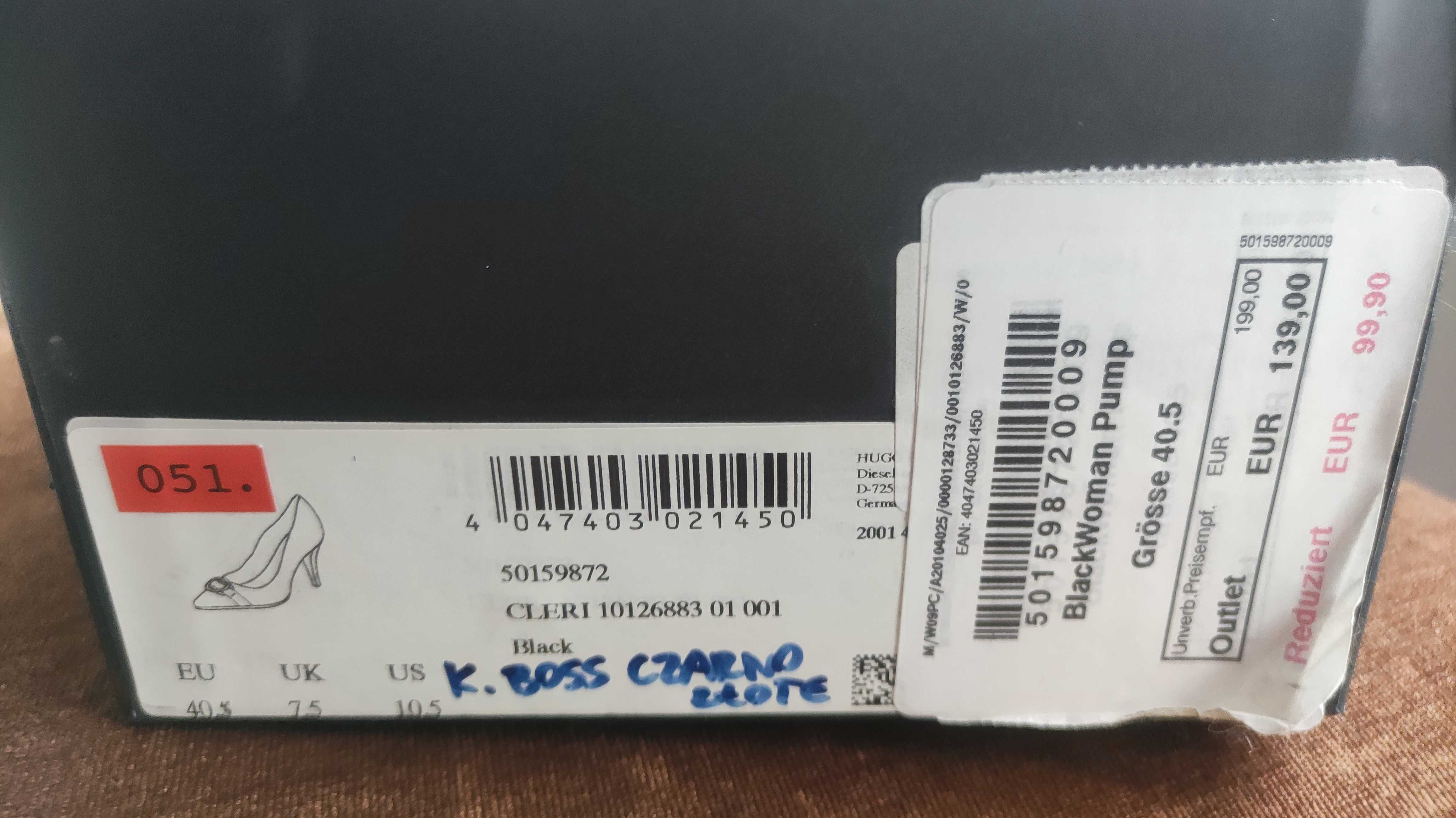 Hugo Boss szpilki czarna skóra 40.5