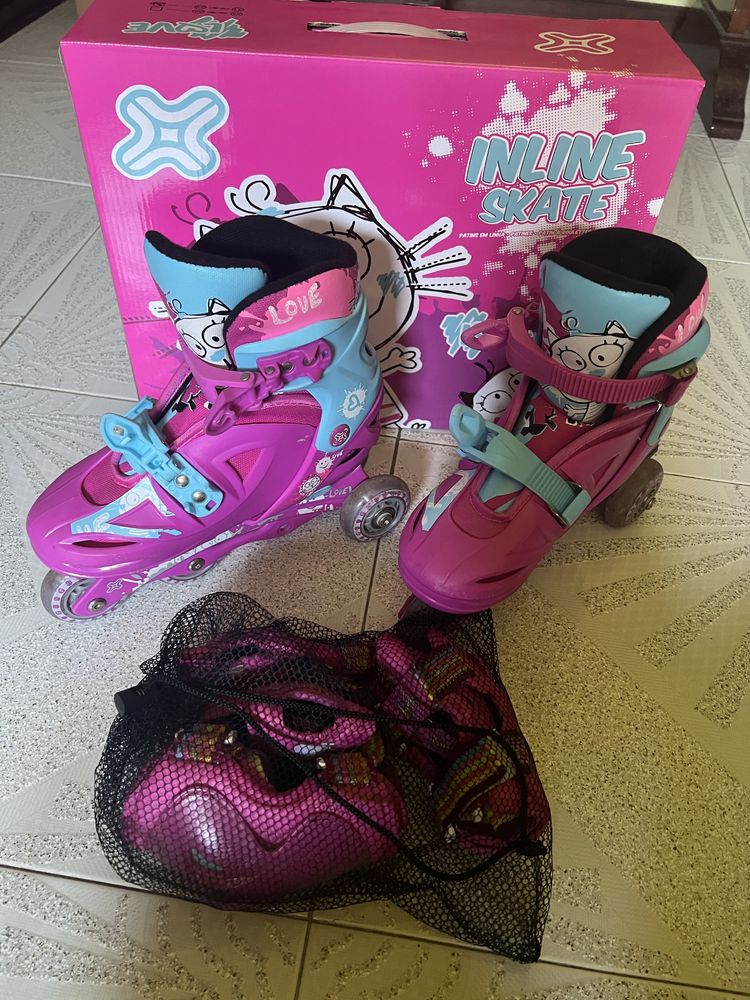 Patins ajustaveis + proteçoes