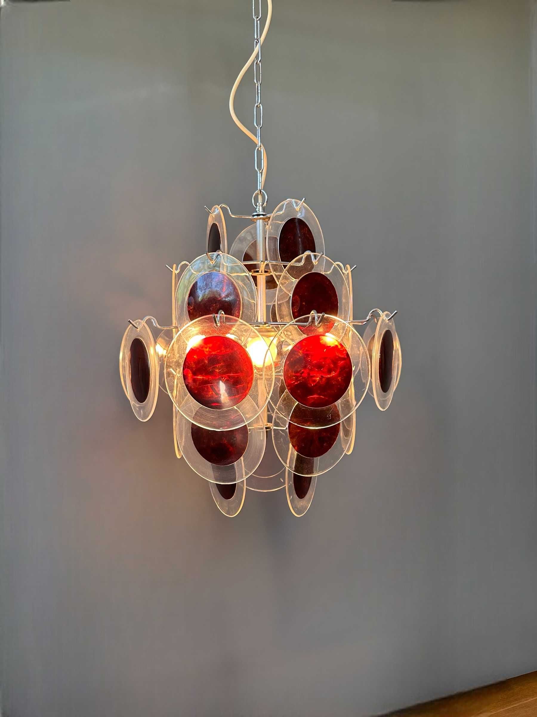Wisząca lampa w stylu Gino Vistosi akrylowe dyski Space Age