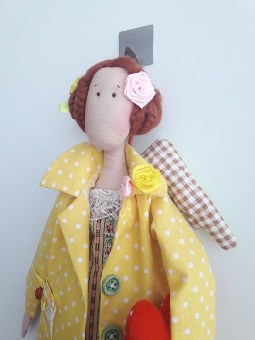 Hahdmade prezent Aniołek stróż z sercem tilda 50 cm