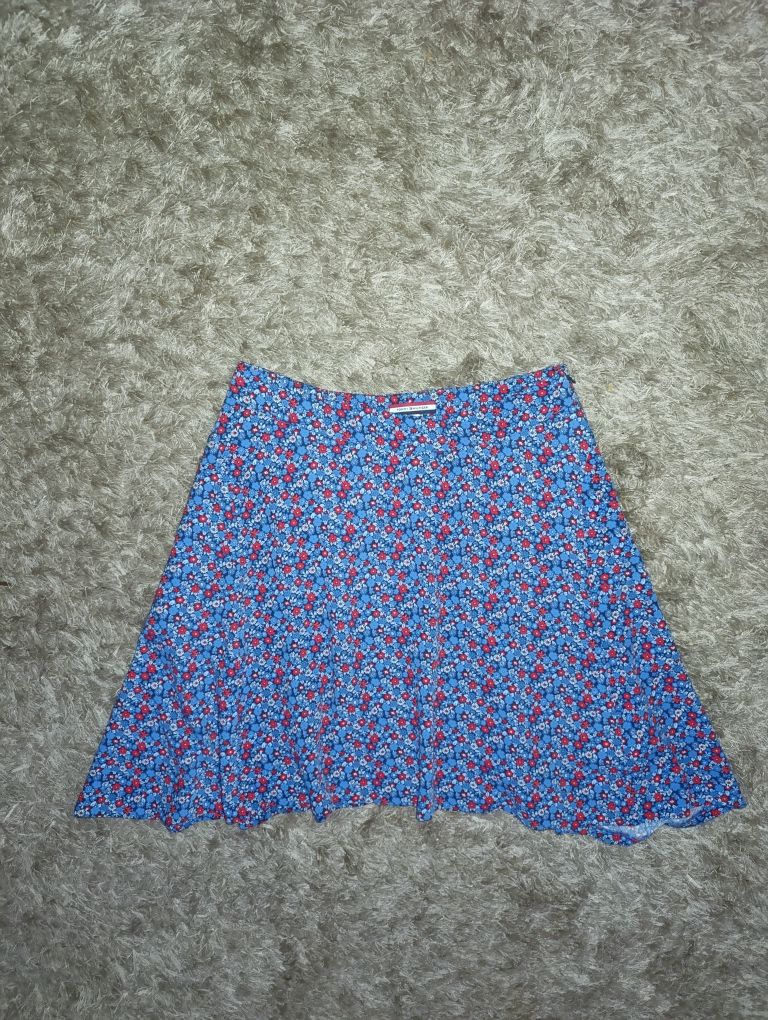 Spódnica 40 Tommy Hilfiger niebieska kwiaty krótka rozkloszowana flora