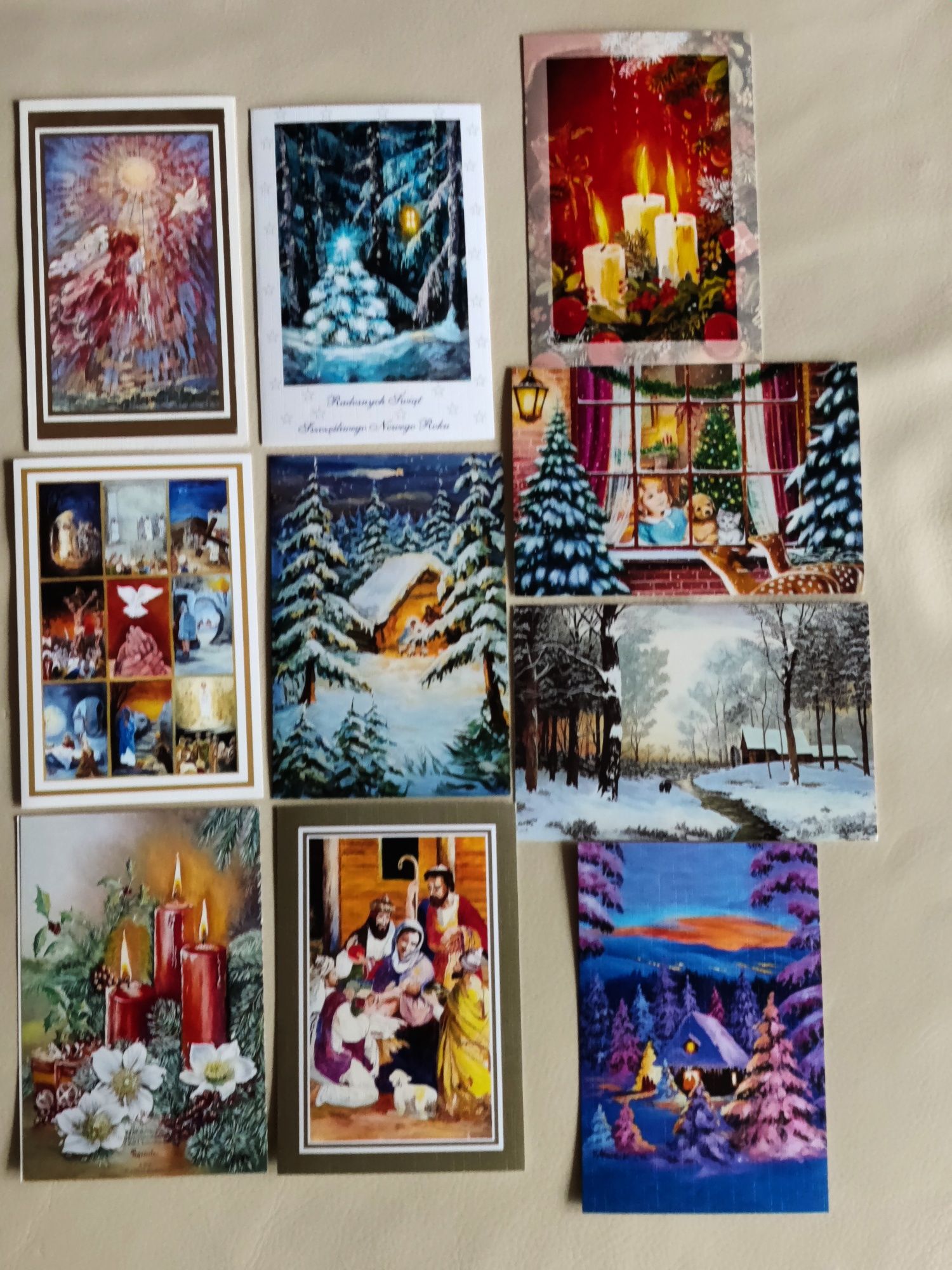 Pocztówki świąteczne+ koperty - 10 kpl