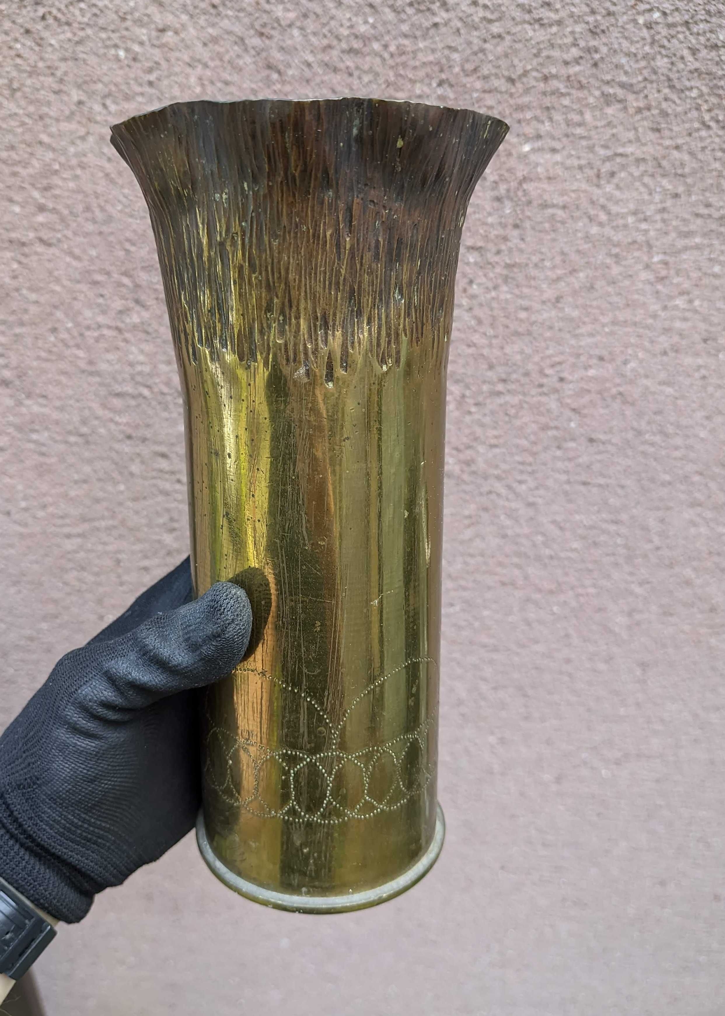 ŁUSKA 1915 rok - WAZON z łuski austriacka 8 cm I Wojna sztuka okopowa
