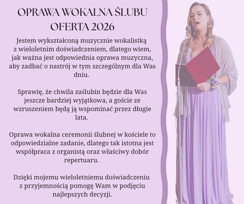 Oprawa muzyczna ślubu, śpiew na ślubie i uroczystościach KRAKÓW,TARNÓW