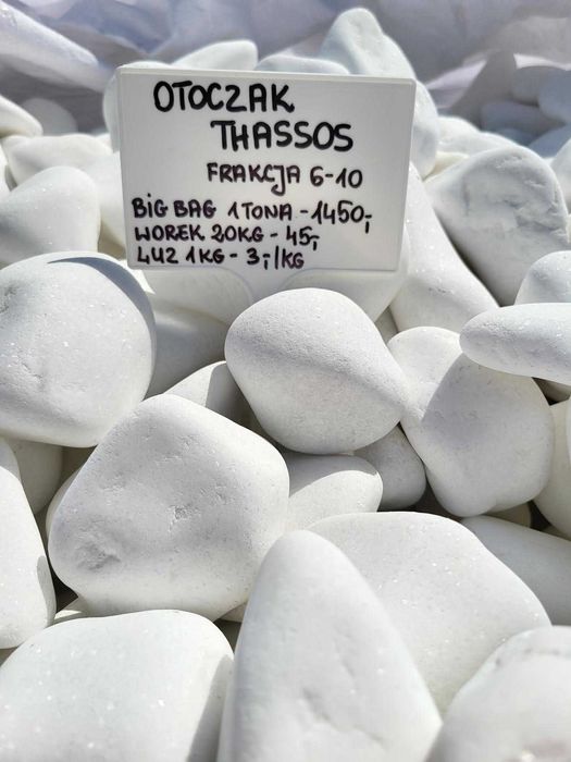 Otoczak Thassos grecki biały kamień Kamienie ogrodowe dekoracyjne ozdo