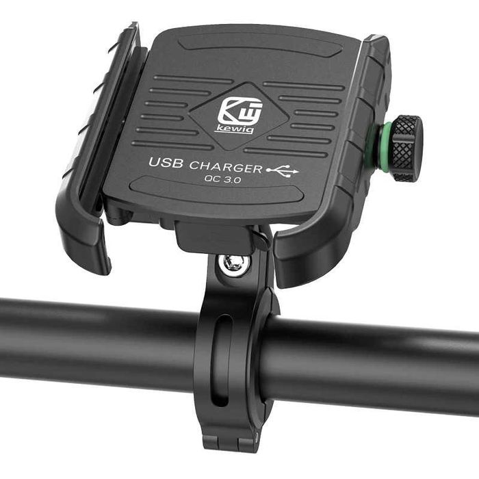 Suporte de Telemóvel para Moto com Carregador Rápido USB 3.0