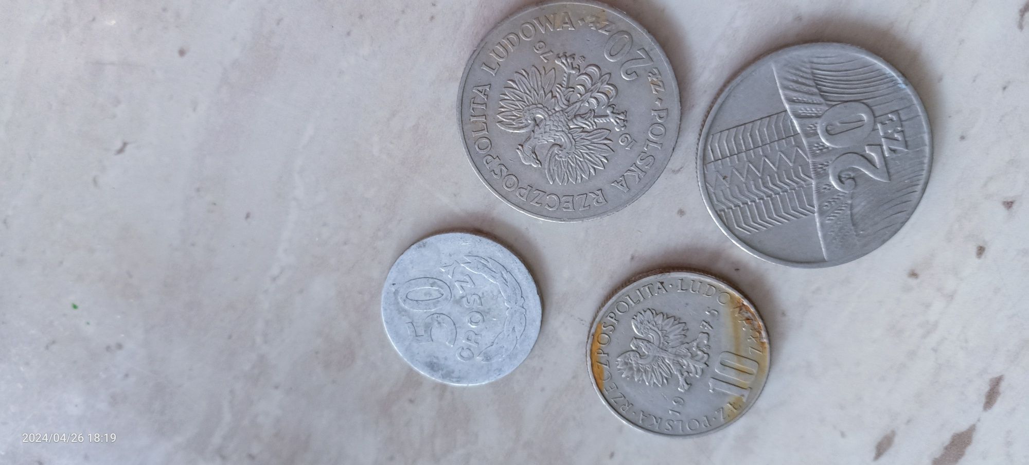 Stare monety polskie rok 1912 rok 1942 rok  1949 rok 1974