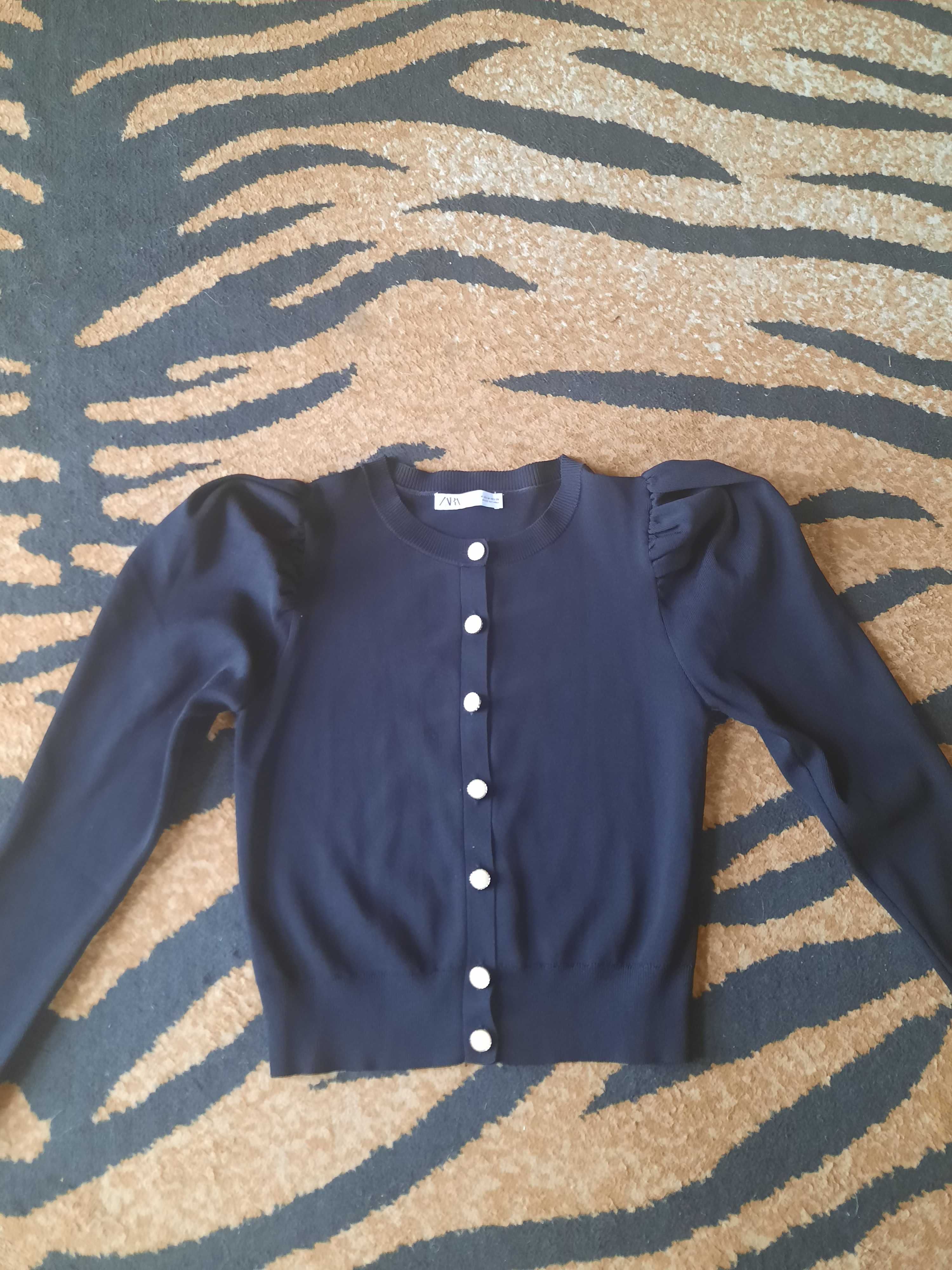 Sweterek bluzka  bufki Zara czarna  M