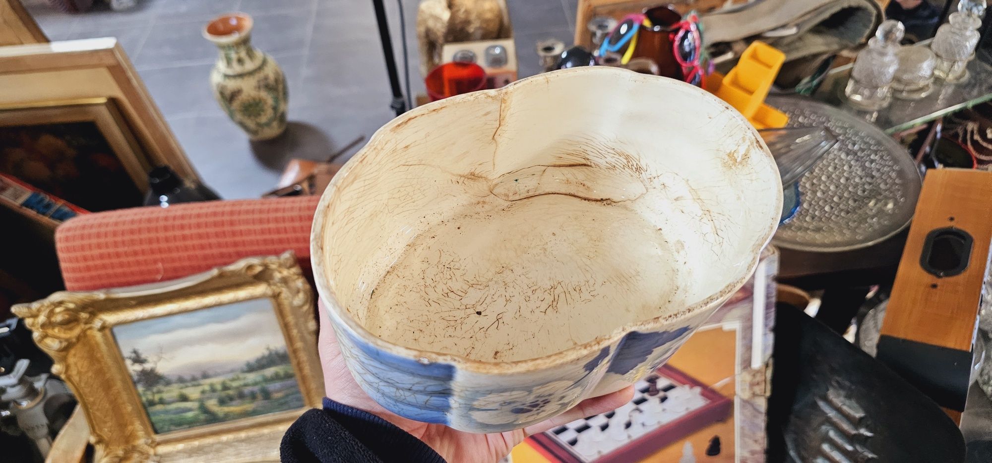 Stary, przedwojenny, ceramiczny pojemnik