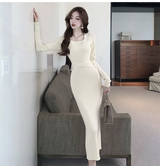 Сукня молочна в рубчик