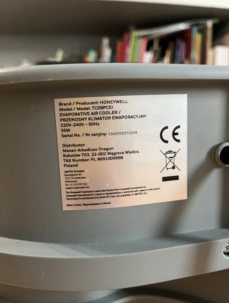 Przenośny klimator Honeywell 3w1 chłodzenie wentylator nawilżacz