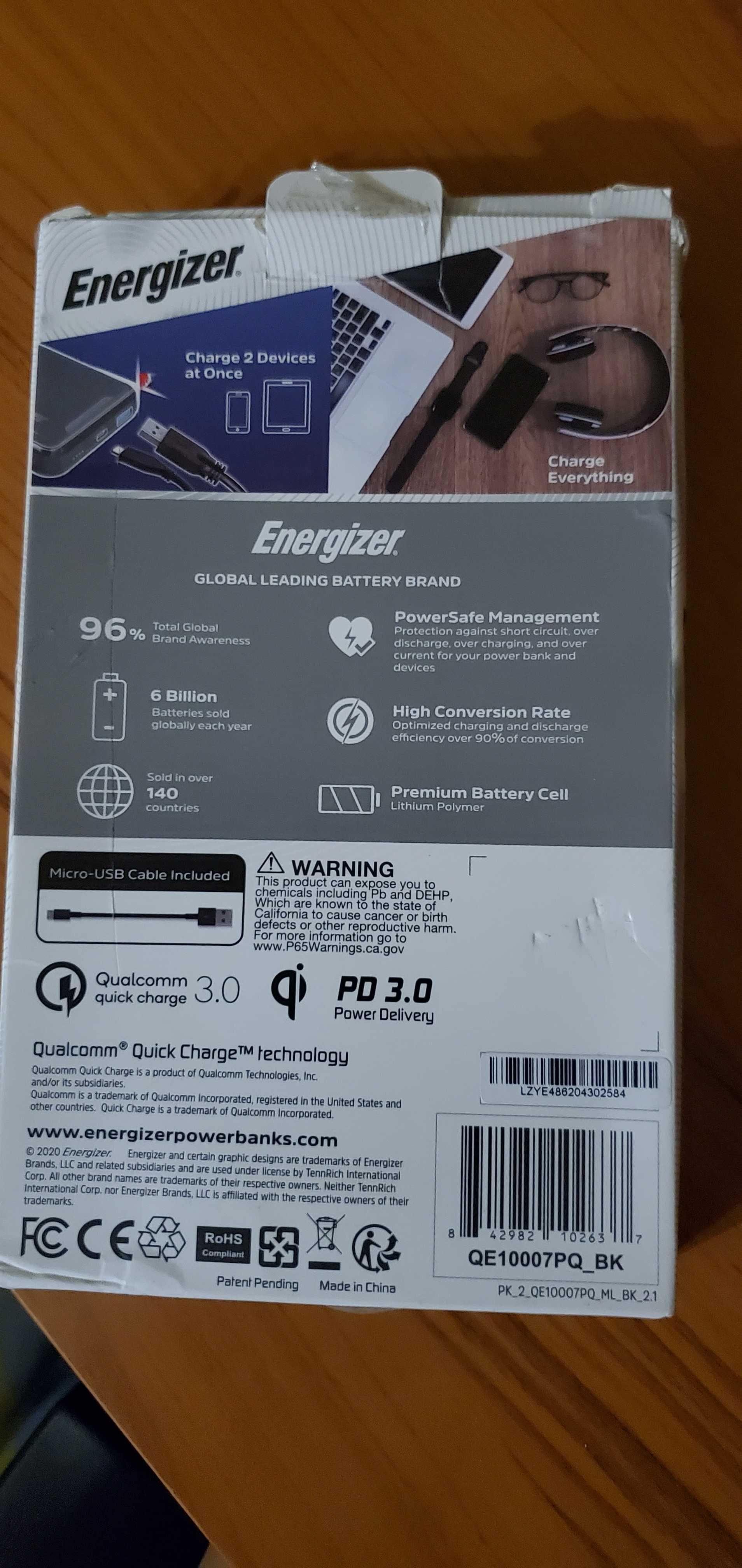 Powerbank Energizer 10000 wireless quick charge 3.0