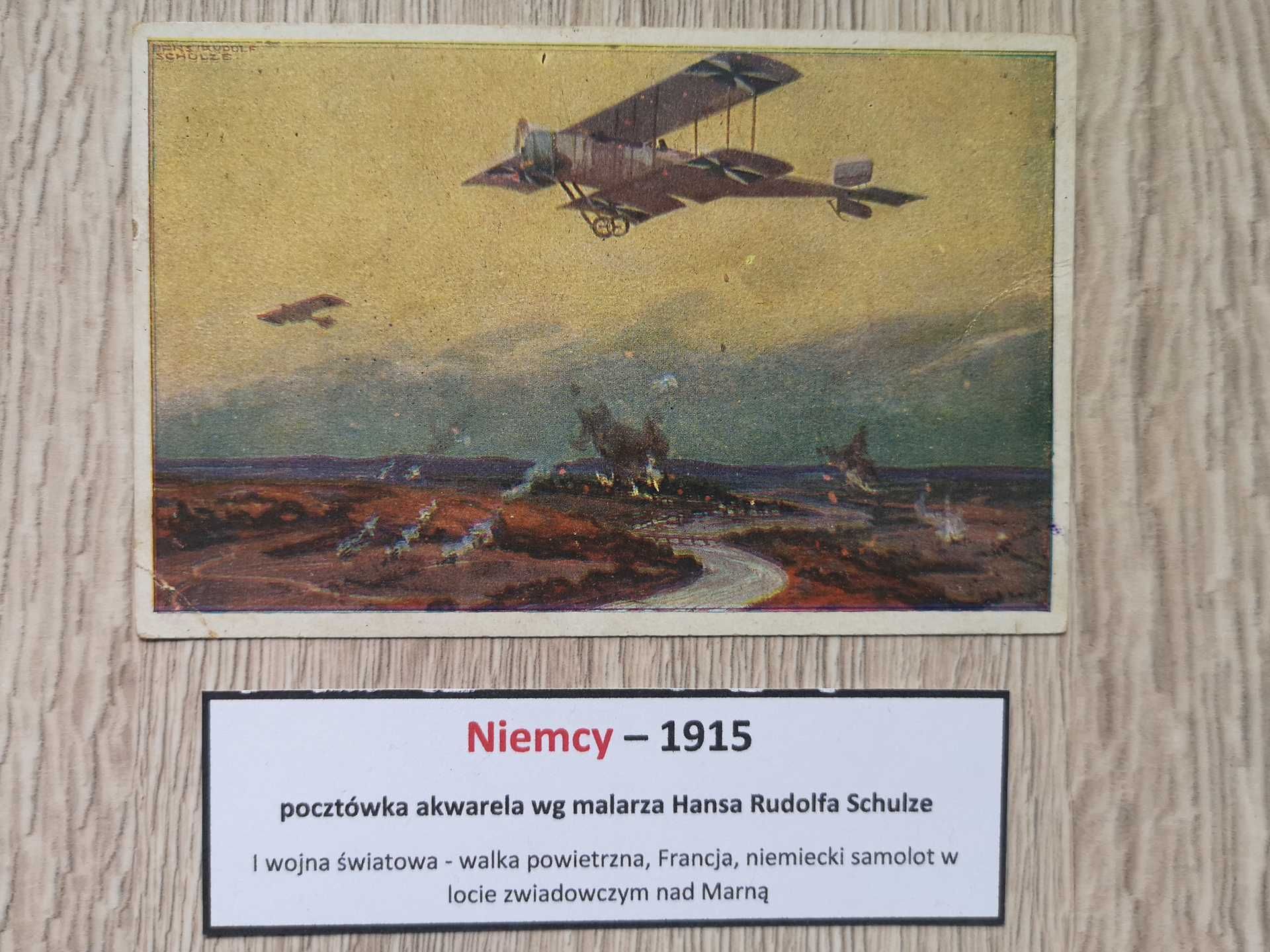 Pocztówki kolekcjonerskie Lotnictwo i w.ś 1915 - Rudolf Schulze 3 szt.