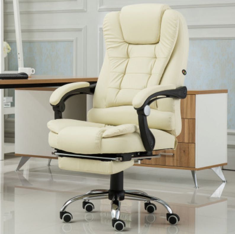 PREMIUM‼️ Ergonomiczny fotel biurowy obrotowy z wysuwanym podnóżkiem