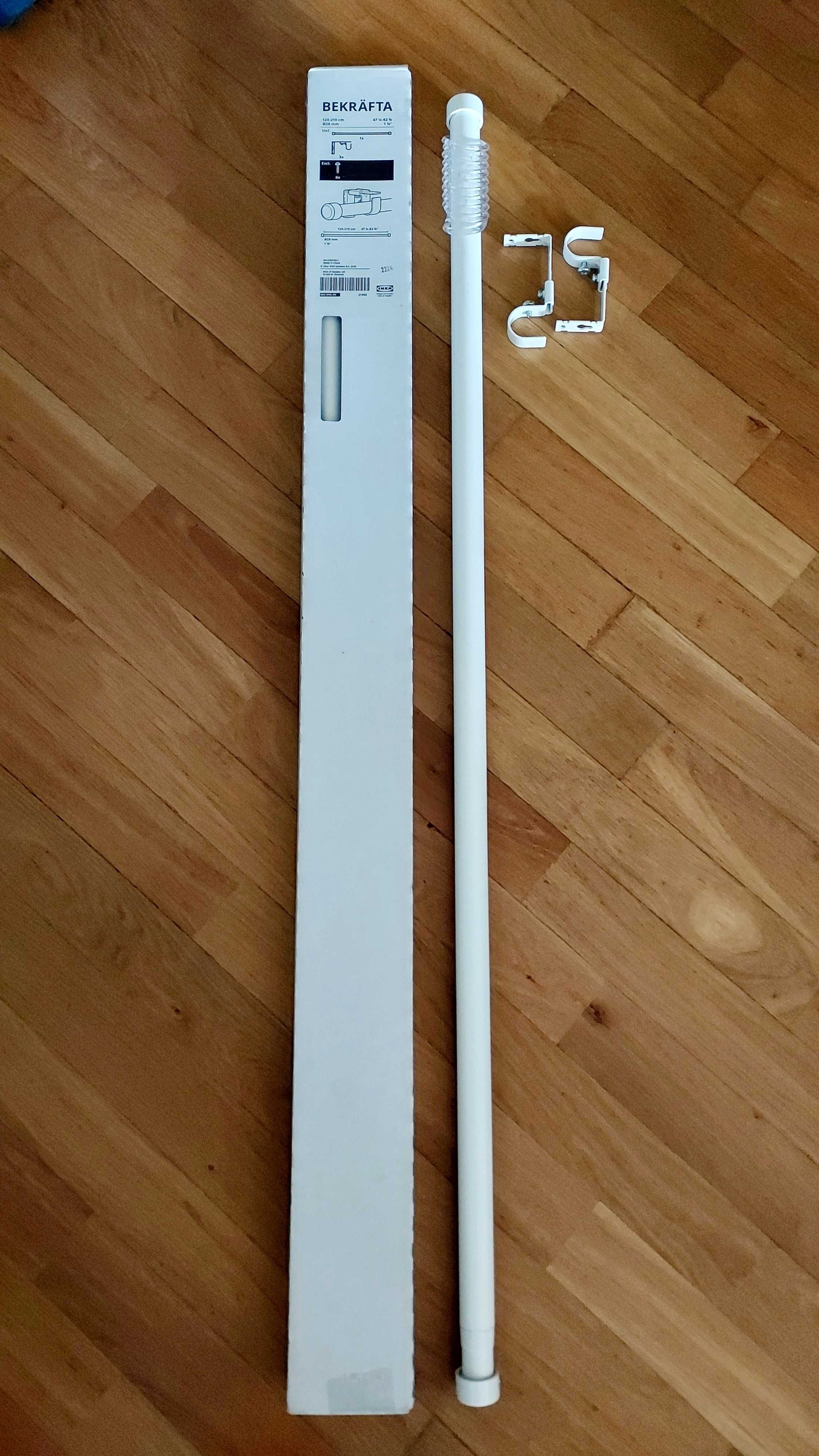 Dwa zestawy pojedynczych białych karniszy BEKRÄFTA IKEA