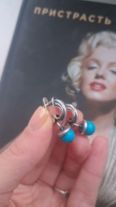 Сережки Беретки срібні бірюза