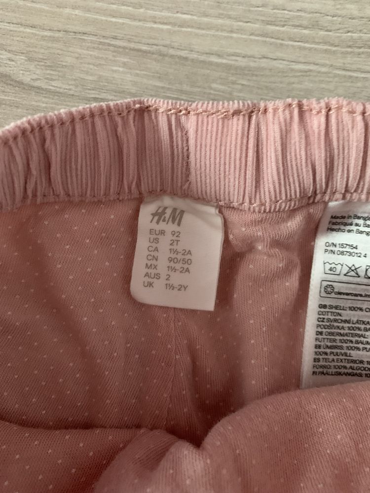 H&M spodnie grubsze jesień zima różowe nowe 92