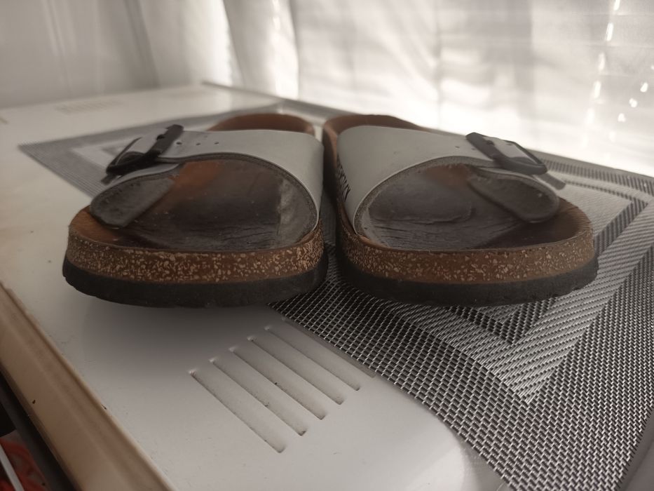 Биркенштоки шкіряні шльопанці шльопки Birkenstock madrid relax 39 сірі