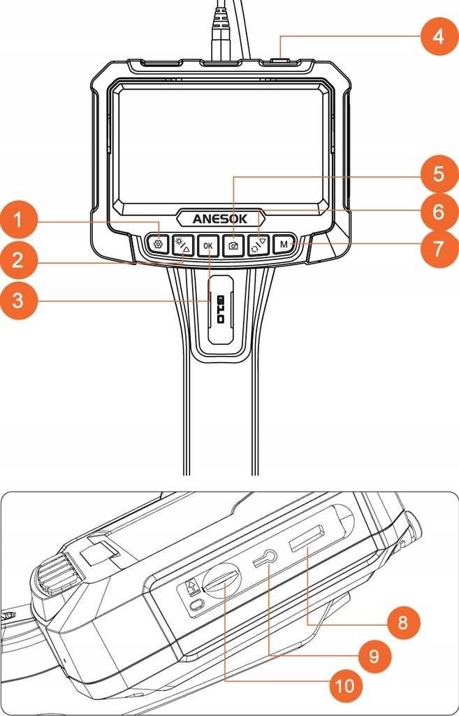Kamera inspekcyjna endoskop ANESOK G10 2xFull HD, 5M, 7LED, śred 5,5MM