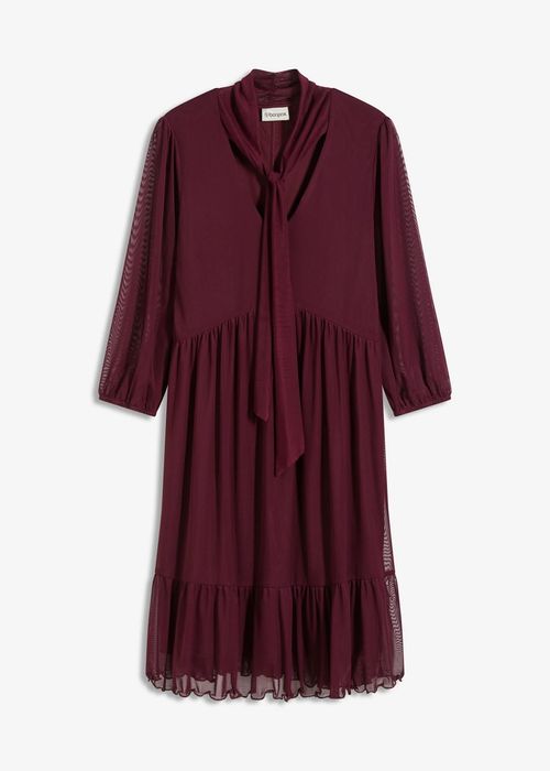 B.P.C sukienka bordowa z siateczki z krawatką 44/46.