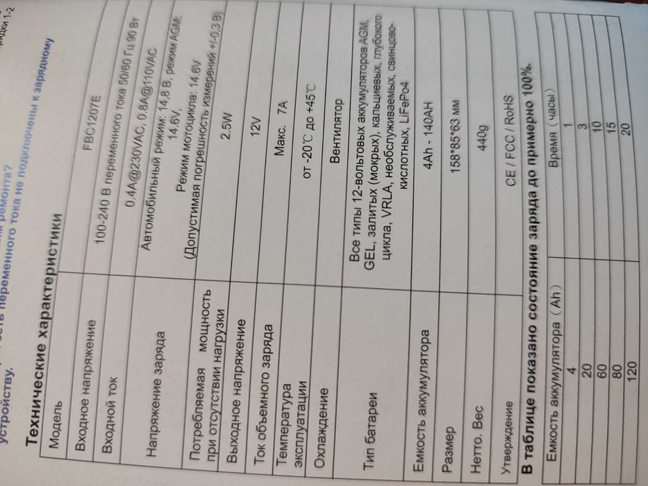 Зарядний пристрій 12В 7А FOXSUR для авто і мото