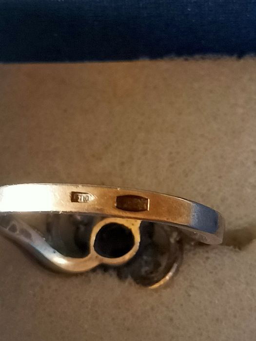 Stary srebrny pierścionek rosyjski filigran 875