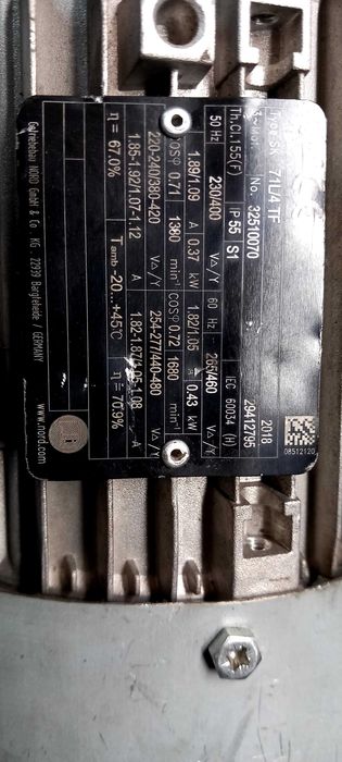 Motoreduktor Nord 0,37kW 400V  69 obr/min