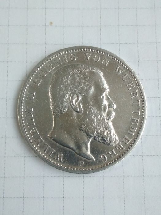 3 марки 1909 года "Вюртемберг" II Рейх, Германия.