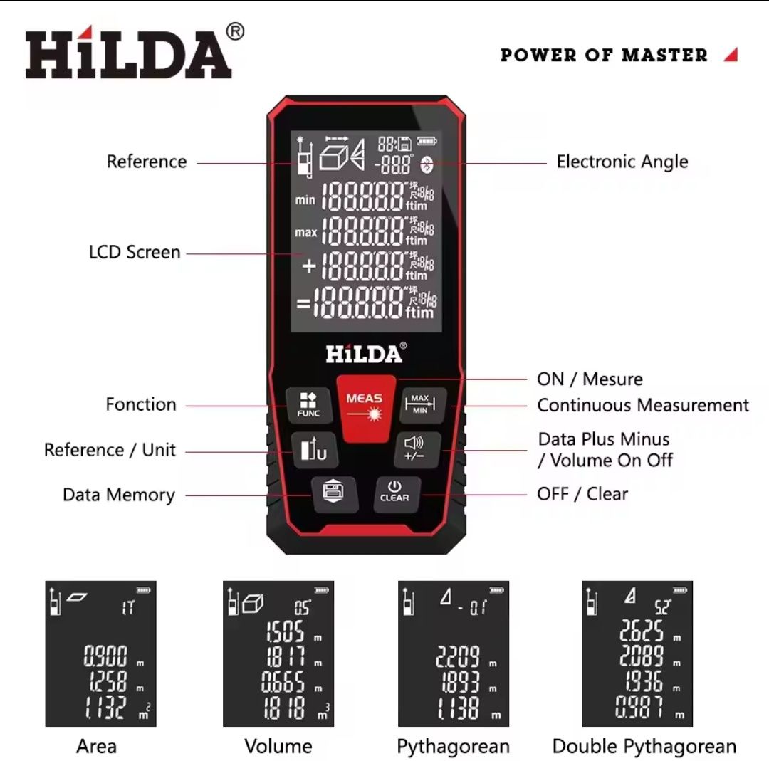Лазерна рулетка далекомір Hilda 120м