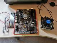 Материнка B75 на 8 карт + CPU + 4GB оперативки + Кулер