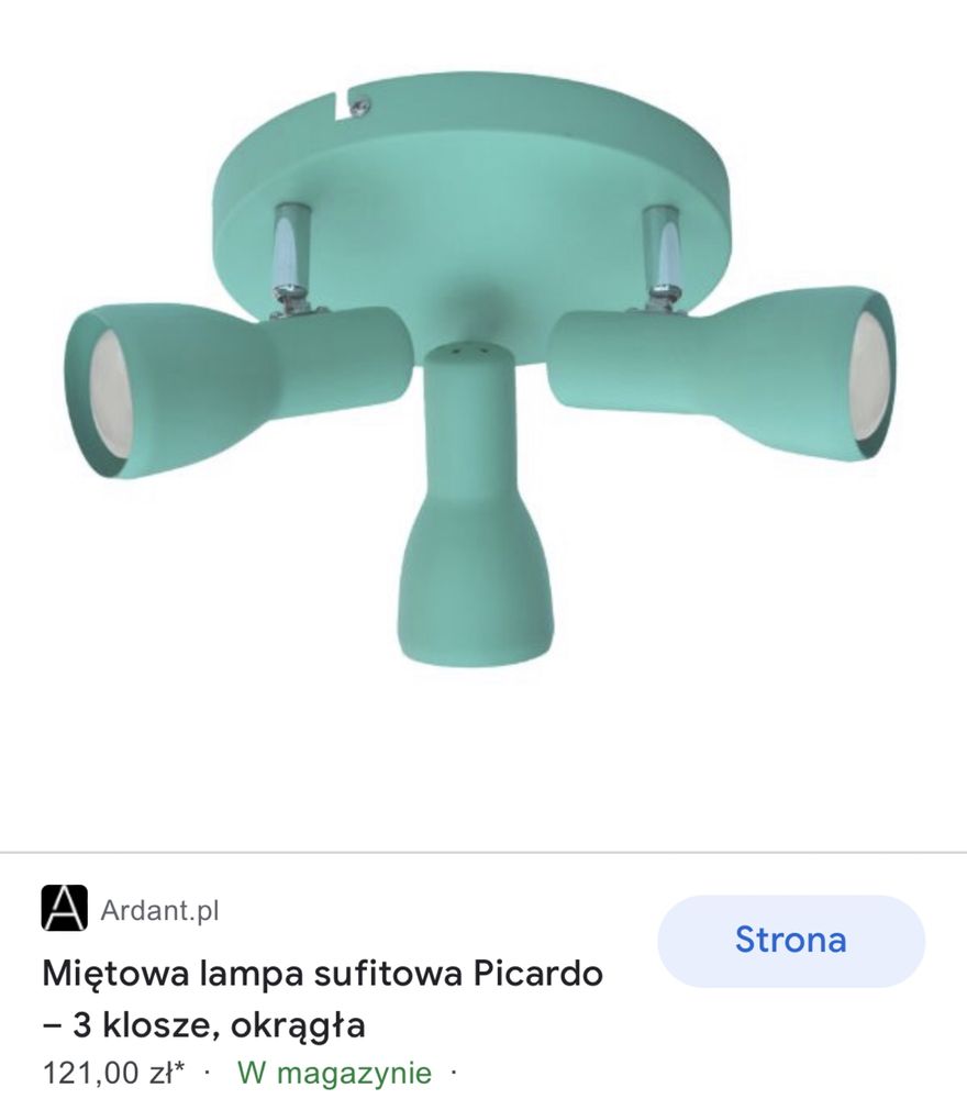 Lampa sufitowa miętowa Picardo 3 klosze