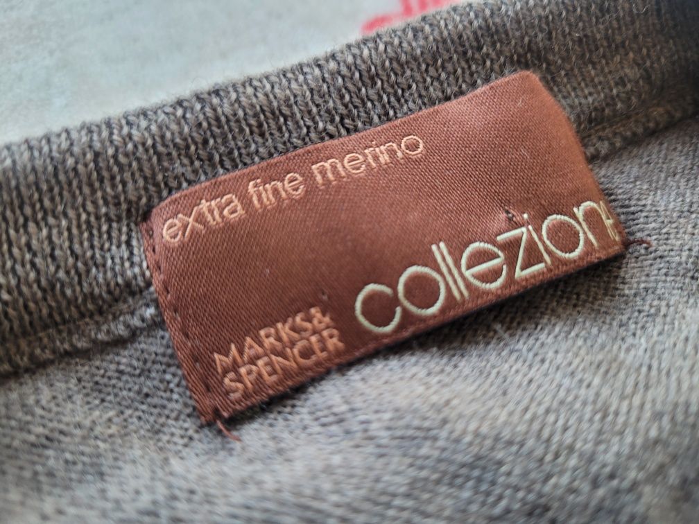 Sweter swetr r S M merino 100proc extra Fine termiczny wełna